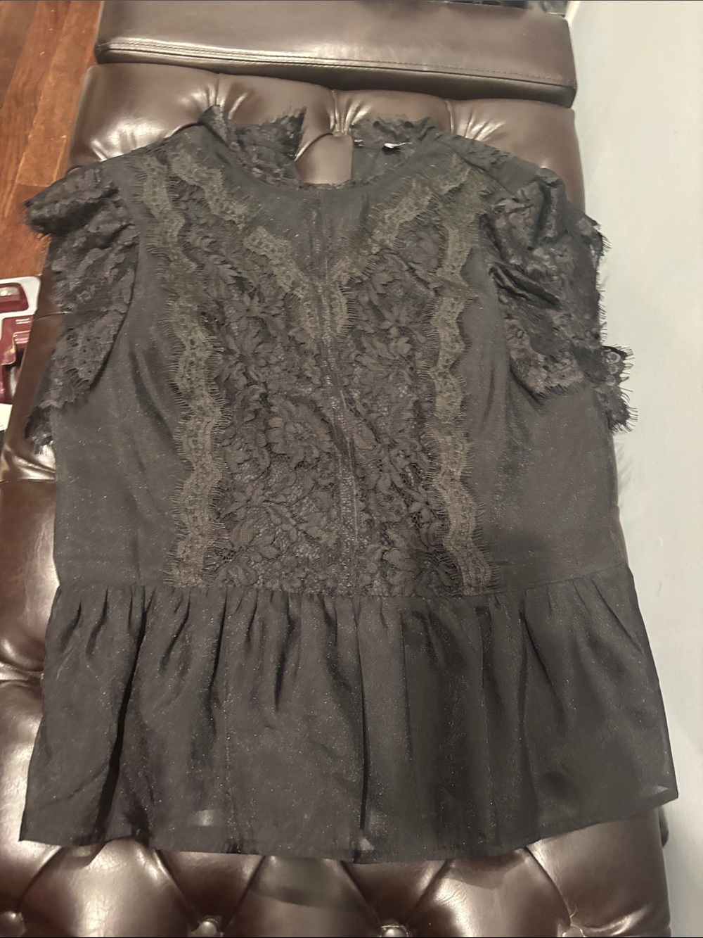 Express Black Lace Ruffle Blouse
